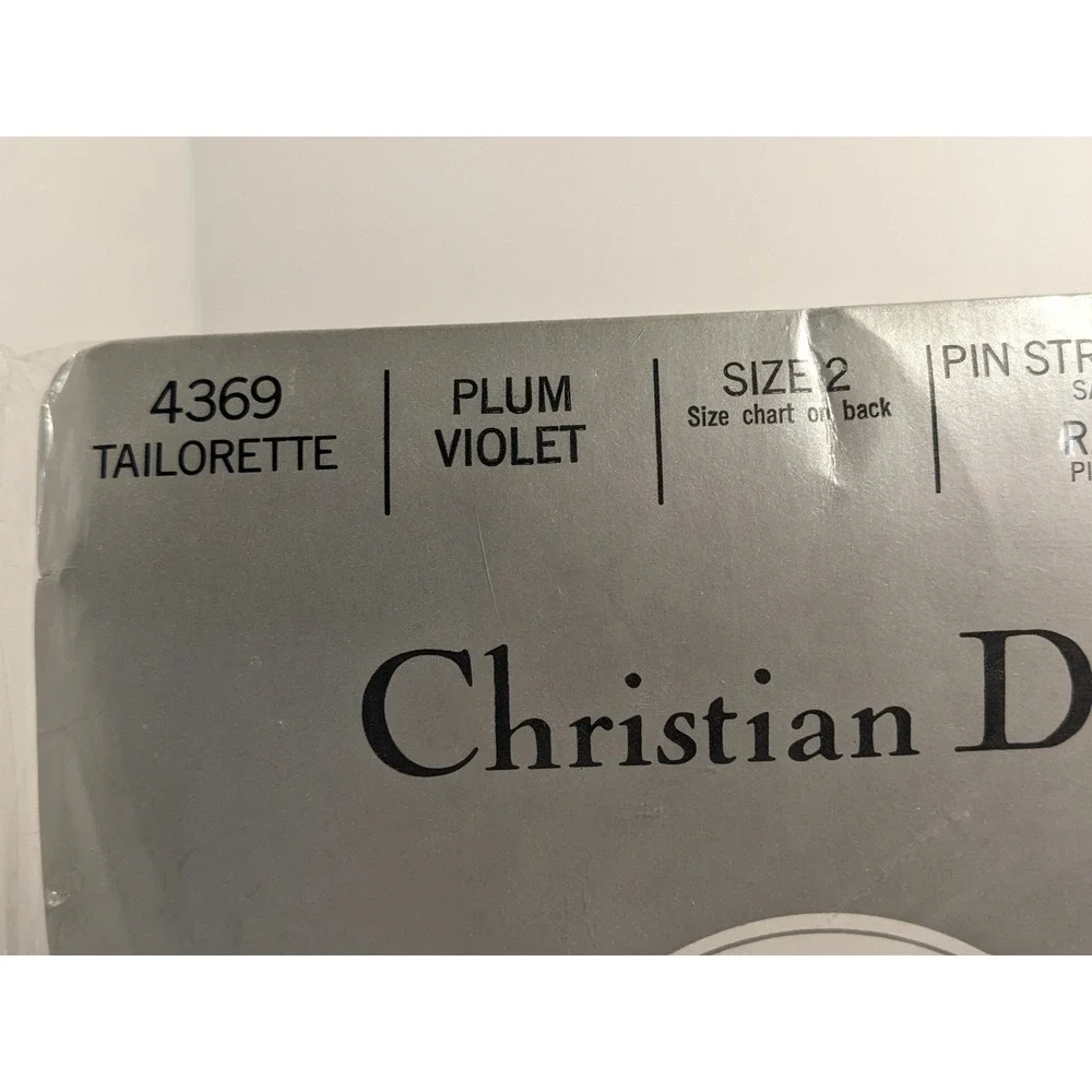 Christian Dior Tailorette 4369 Plum Violet‎ Pin Stripe Texture Tights Size 2 NEW